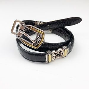 Brighton Vintage Reversible Black Brown Croc Embossed Belt Size M/L
